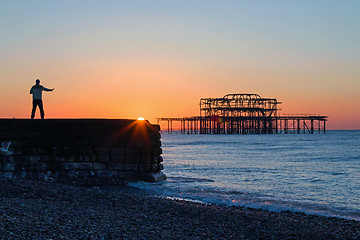 Image showing Tai Chi and Brighton Sunrise