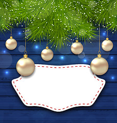 Image showing Navidad greeting card with golden balls and fir branches