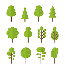 Image showing Collection set flat icons tree, garden bush