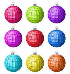 Image showing Collection Colorful Christmas Glass Balls Isolated