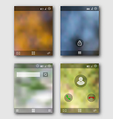 Image showing Mobile interface wallpaper design and icons. Blurred landscapes