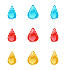 Image showing Set of multicolored droplets isolated on white background