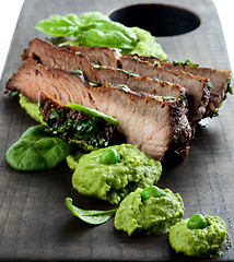 Image showing Roasted Pork and Green Pea Puree