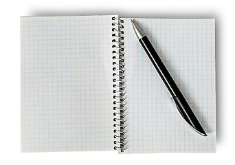 Image showing Open notepad and ballpen