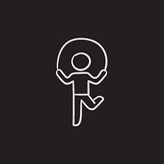 Image showing Child jumping rope sketch icon.