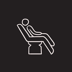 Image showing Man sitting on dental chair sketch icon.