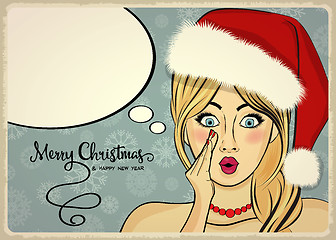 Image showing Customizable beautiful retro Christmas card with sexy pin up San