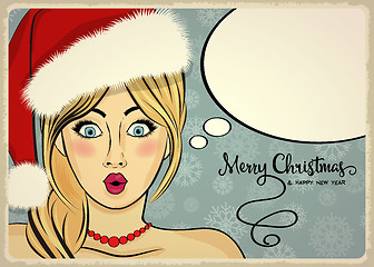 Image showing Customizable beautiful retro Christmas card with sexy pin up San