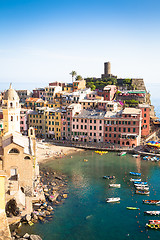 Image showing Vernazza in Cinque Terre, Italy - Summer 2016 - view from the hi