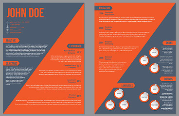 Image showing Two sided resume cv template with large orange stripe