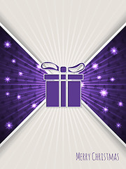 Image showing Christmas greeting with bursting purple christmas gift