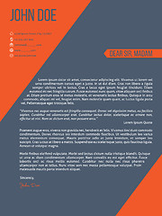 Image showing Cover letter resume cv template with orange stripes