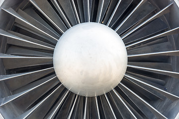 Image showing Fragment turbine aircraft engine. Cose-up.