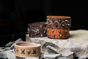 Image showing bracelets with spikes and skulls