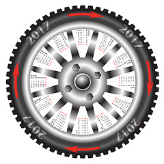 Image showing Calendar 2017 year wheel car