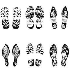 Image showing Collection  imprint soles shoes  black  silhouette. illustration