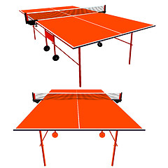 Image showing Ping pong orange table tennis. illustration.