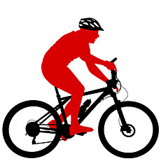 Image showing Silhouette of a cyclist male.  illustration.