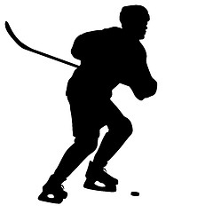 Image showing silhouette of hockey player. Isolated on white. illustra