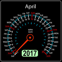 Image showing year 2017 calendar speedometer car. April