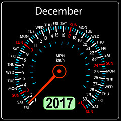 Image showing year2017 calendar speedometer car. December