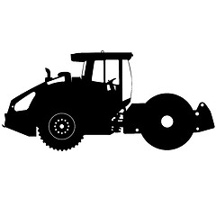 Image showing Silhouette of a road roller. illustration.