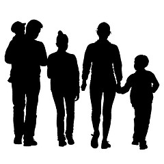Image showing Black silhouettes Family on white background. illustratio