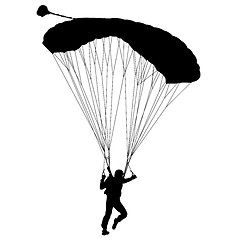 Image showing Skydiver, silhouettes parachuting illustration