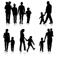 Image showing Black silhouettes Family on white background.