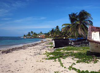 Image showing North End Beach Big Corn Island Nicaragua  old boats and hotel i