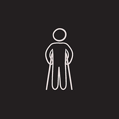 Image showing Man with crutches sketch icon.