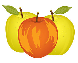 Image showing Three apples on white