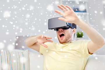 Image showing young man in virtual reality headset or 3d glasses