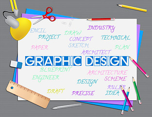 Image showing Graphic Design Means Symbolic Layout And Illustrative