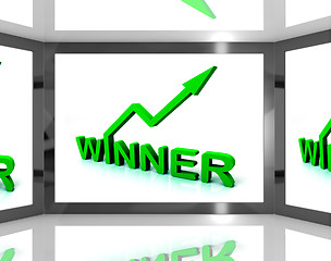 Image showing Winner On Screen Shows Victory