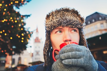 Image showing Visitor of the Christmas market