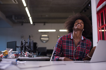 Image showing portrait of a young successful African-American woman in modern 