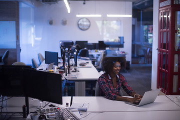 Image showing portrait of a young successful African-American woman in modern 