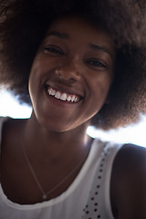 Image showing Close up portrait of a beautiful young african american woman sm