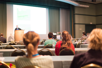 Image showing Audience in lecture hall participating at business conference.