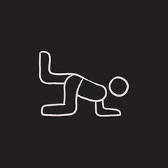 Image showing Man exercising buttocks sketch icon.