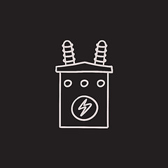 Image showing High voltage transformer sketch icon.