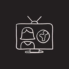 Image showing TV report sketch icon.