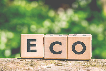 Image showing Eco sign made of wooden cubes