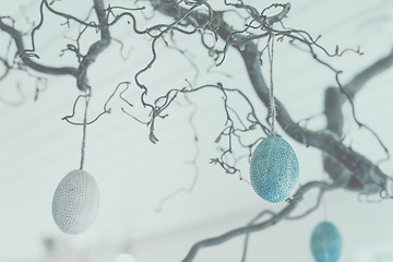 Image showing Blue and white easter eggs