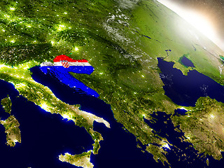 Image showing Croatia with flag in rising sun