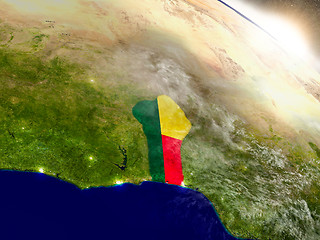 Image showing Benin with flag in rising sun