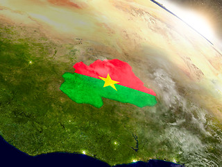 Image showing Burkina Faso with flag in rising sun