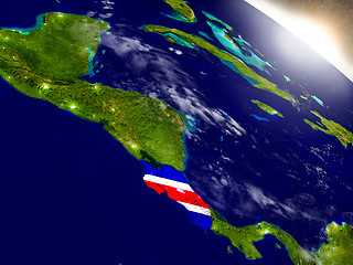 Image showing Costa Rica with flag in rising sun