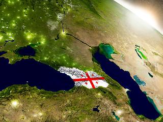 Image showing Georgia with flag in rising sun